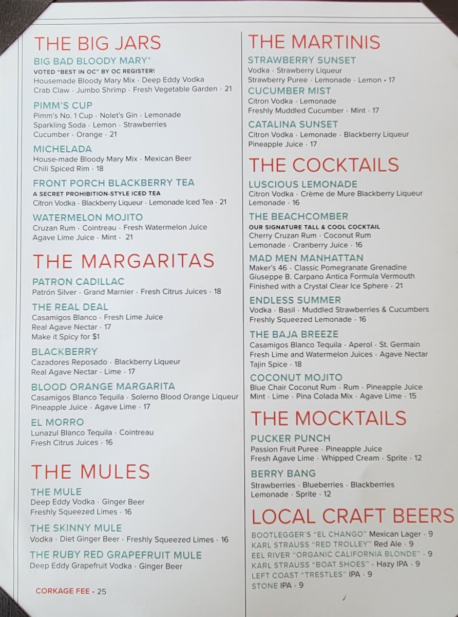 The Beachcomber at Crystal Cove Menu - Image 2