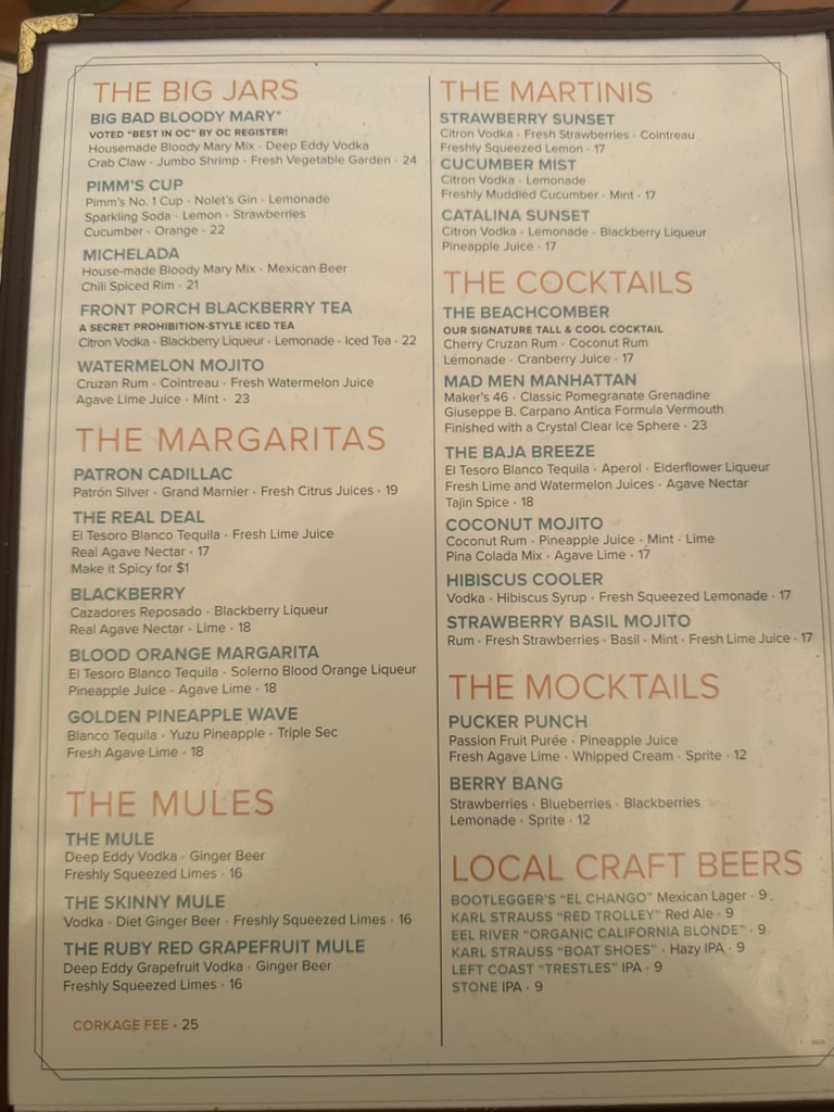 The Beachcomber at Crystal Cove Menu - Image 5